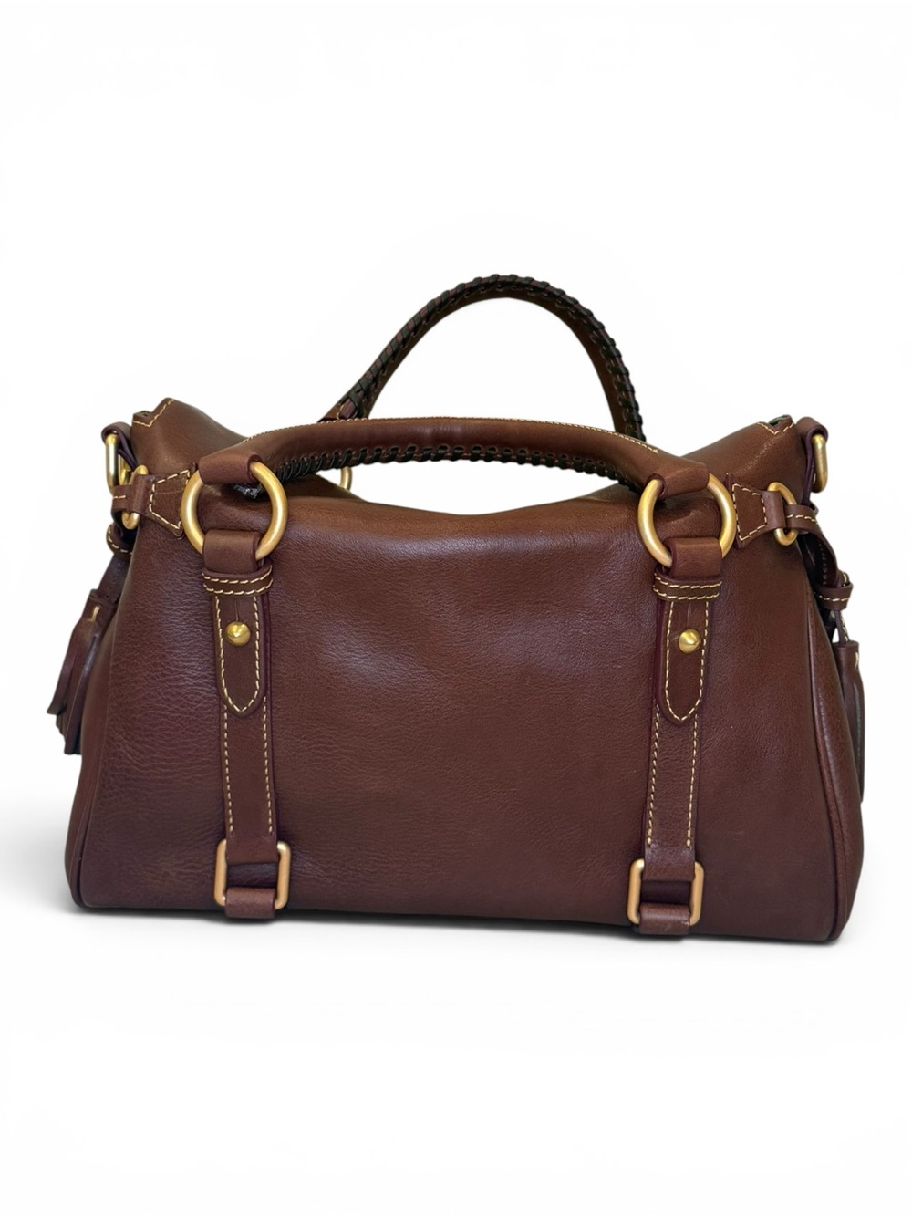 Dooney & Bourke Brown Leather Satchel Shoulder Bag - Picture 2 of 12